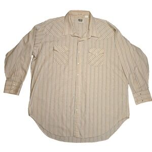 VTG Ely Cattleman Tall Man Western Pearl Snap Striped Long Sleeve 20X35